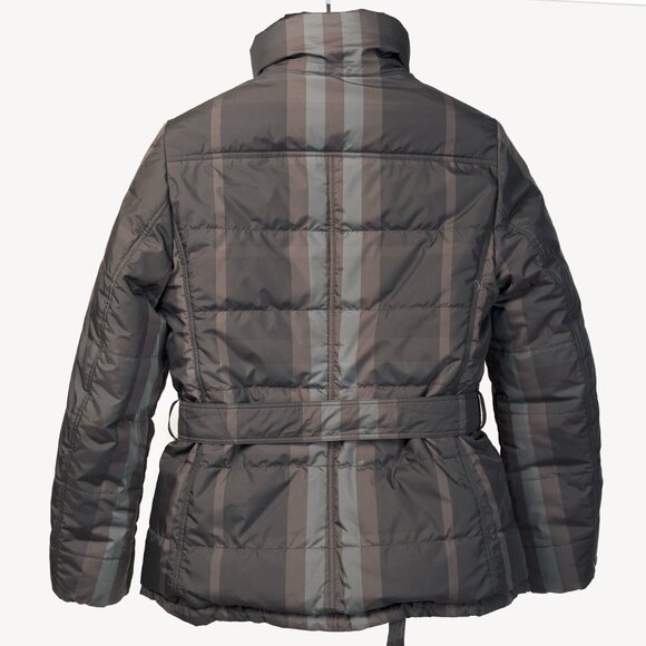 Burberry Brit Grey-Check Reversible Belted Goose Down Puffer Jacket - Picture 3 of 16